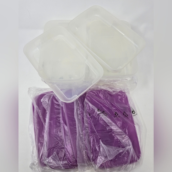 NOS VINTAGE TUPPERWARE FREEZER MATES SET OF 14 PIECES PURPLE LIDS 1990S STORAGE - Picture 1 of 15